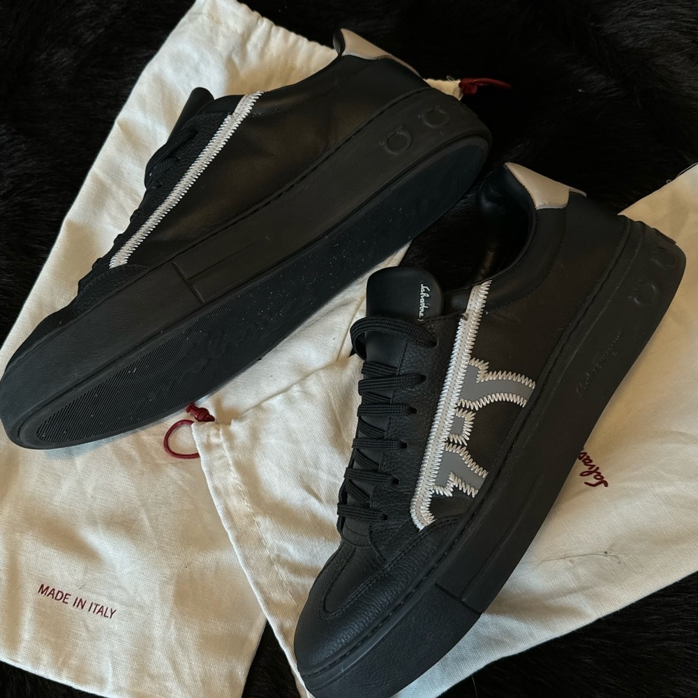 Salvatore Ferragamo Black and White Sneakers - Picture 2 of 5